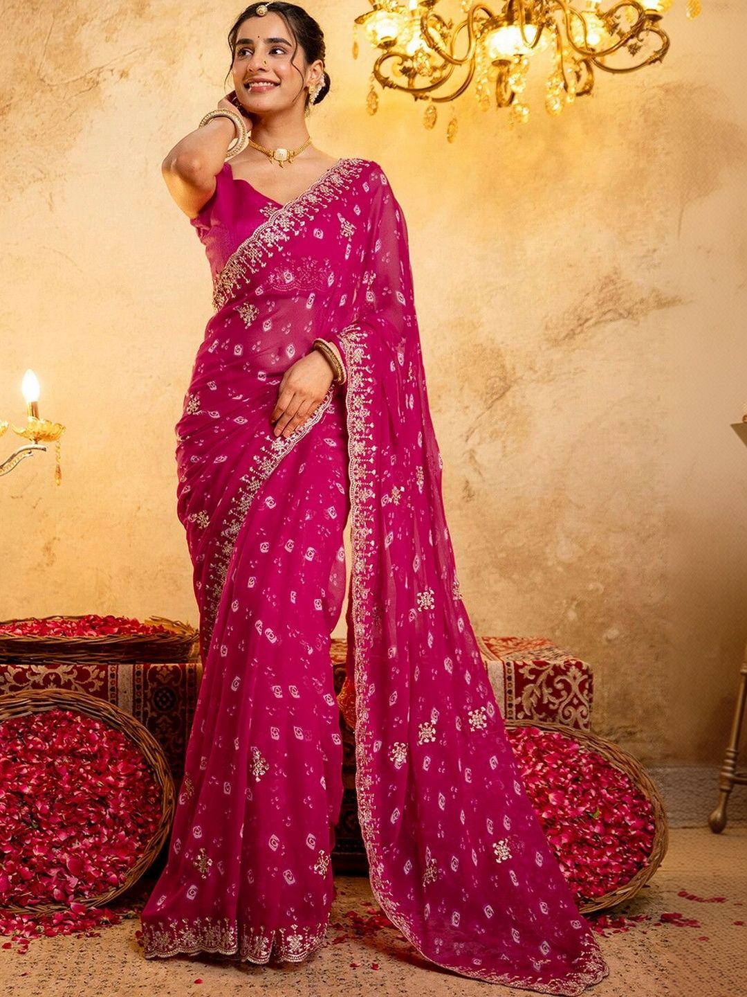 Satrani Embellished Embroidered Pure Georgette Saree-picture-49