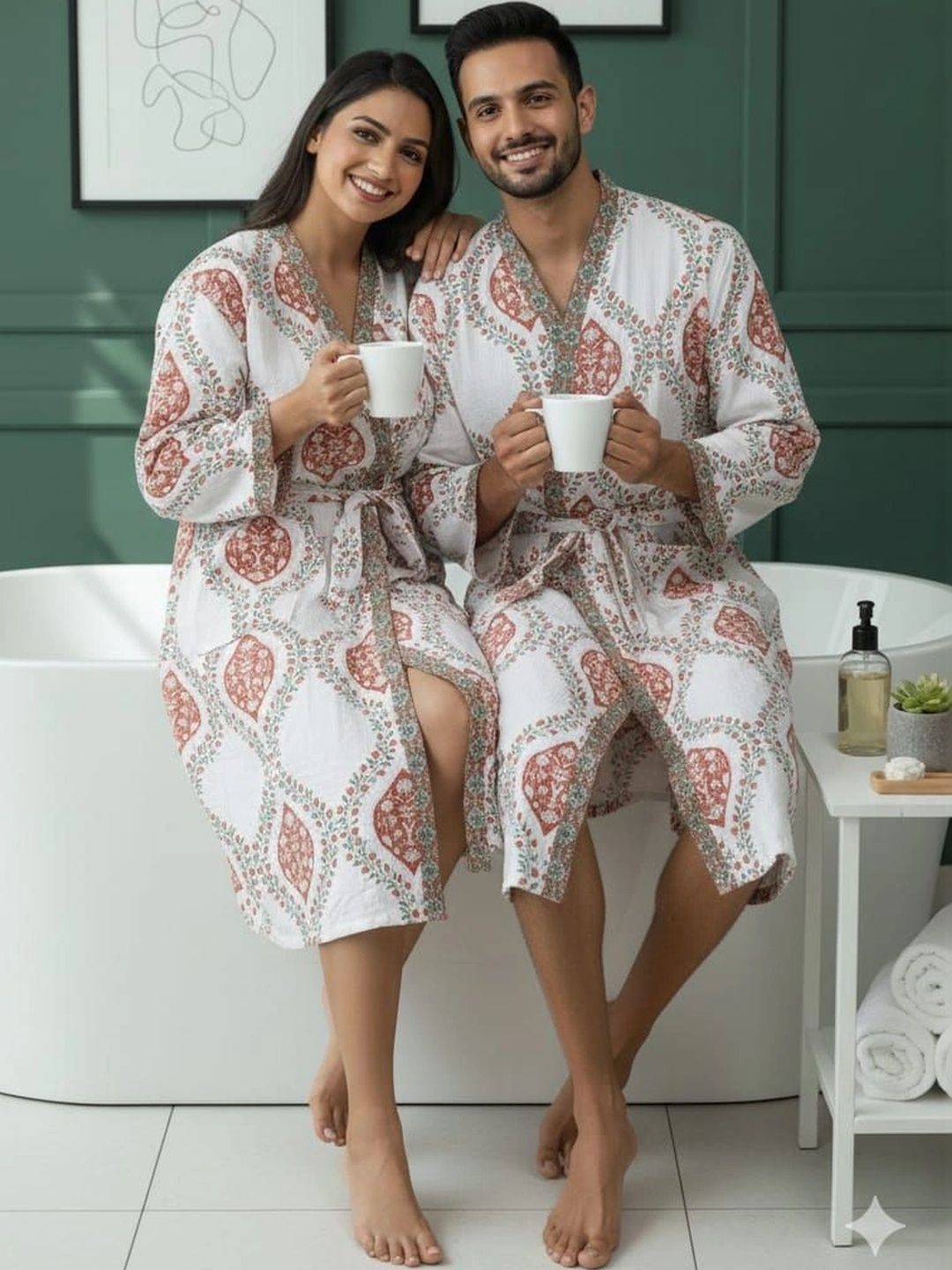 CHICERY Printed Knee Length Bath Robe & Wraps-picture-15