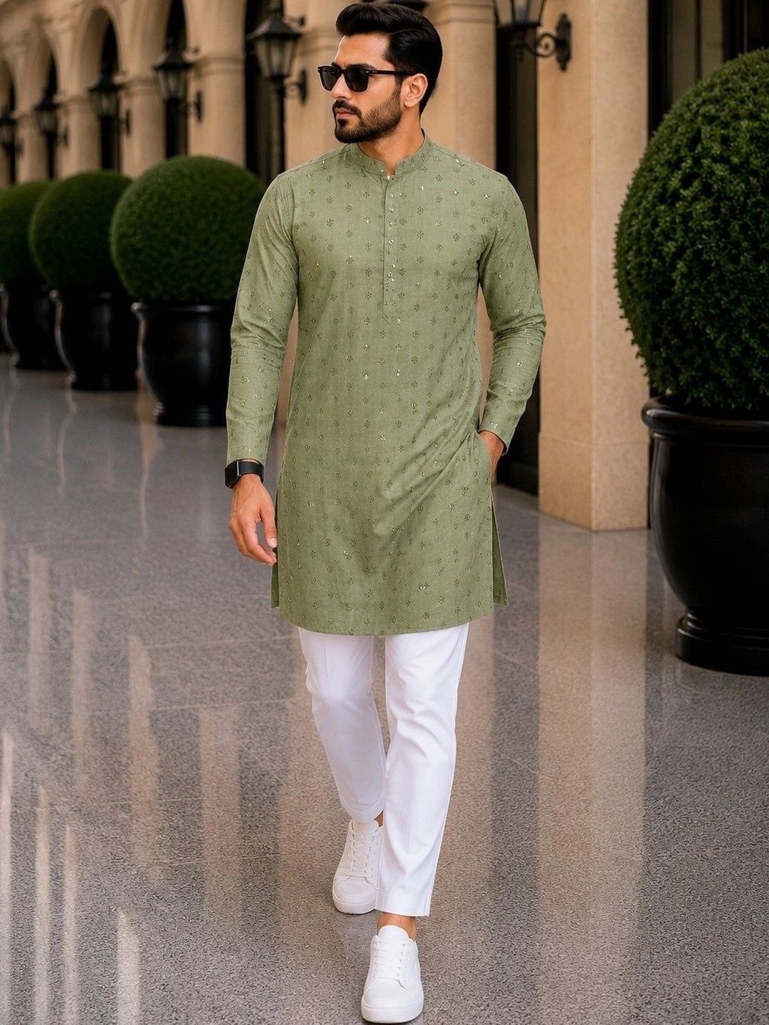 SKYWORRIX Men Embellished Sequinned Kurta-picture-14