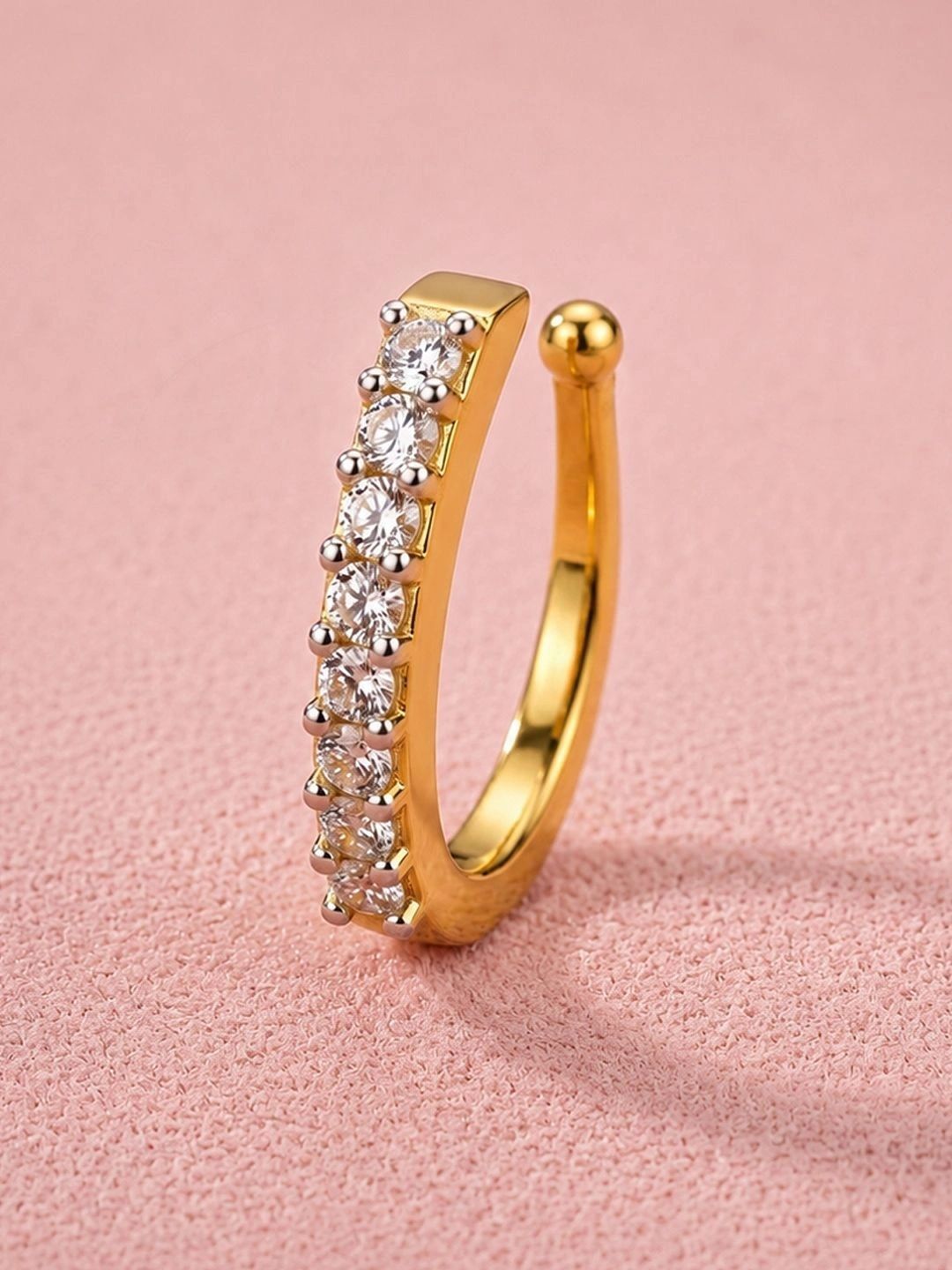 ADIVA Gold-Plated White AD Stone Dual-Tone Clip-On Nose Pin-picture-31