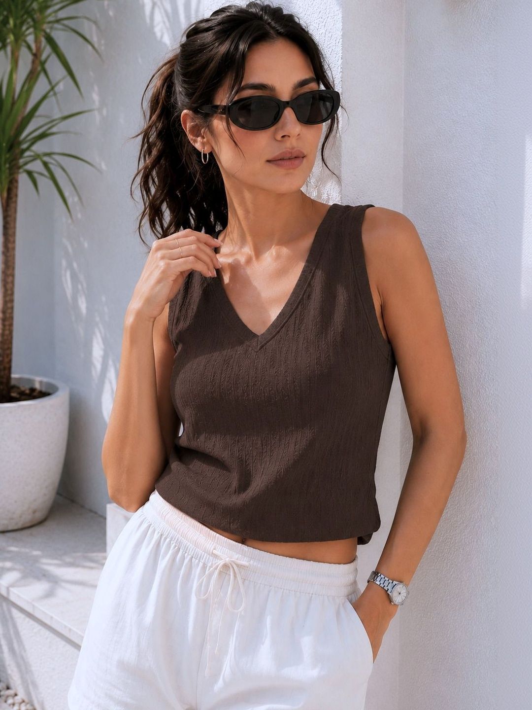 DressBerry Polyester Ribbed Crop Top-picture-40