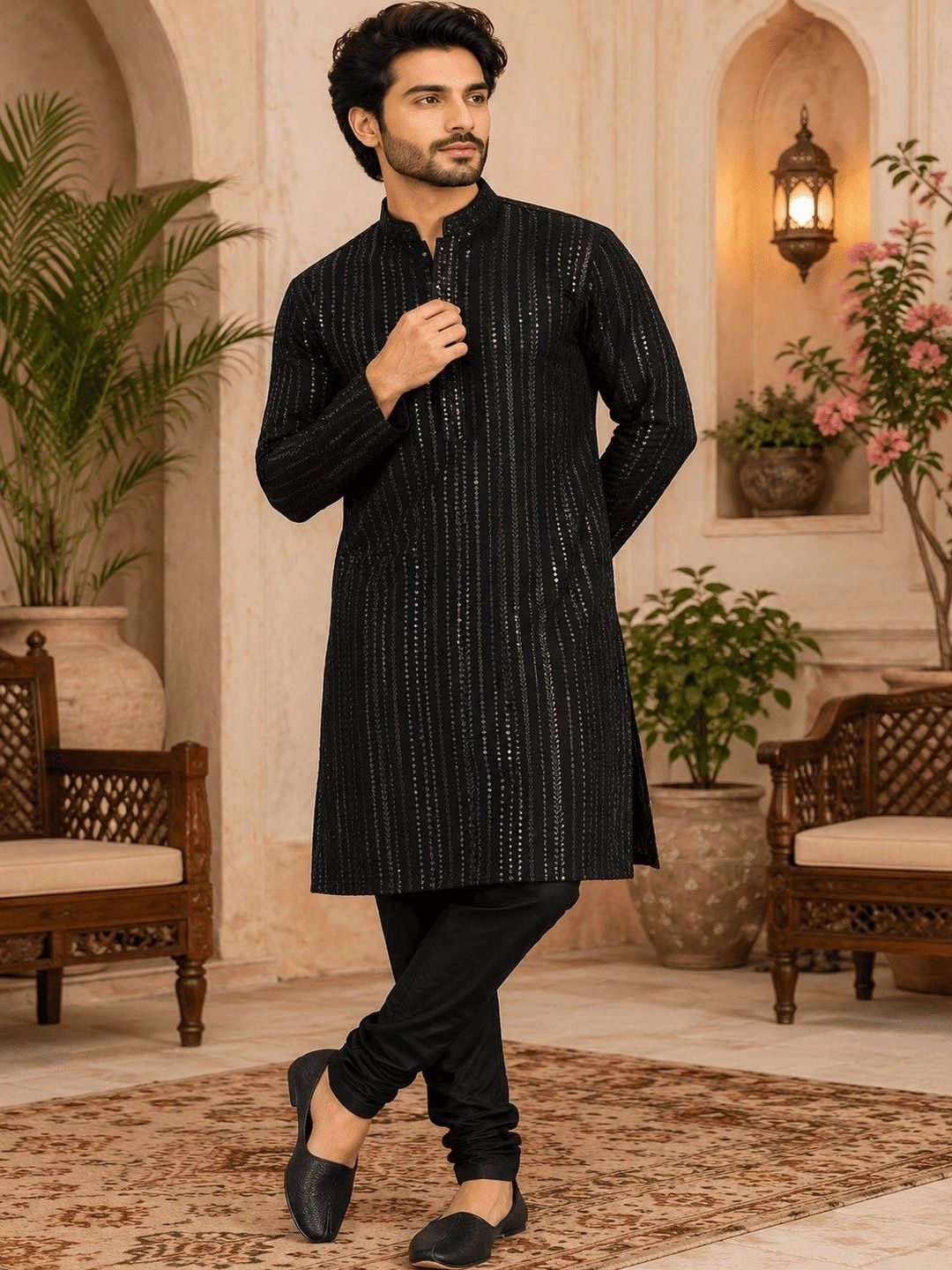 Anouk Men Embellished Sequinned Kurta-picture-15