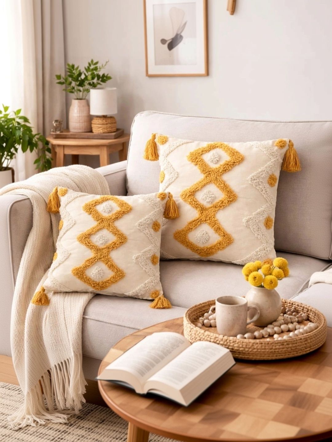 GURMISHEE Cream-Coloured Set of 2 Embroidered Square Cushion Covers-picture-30