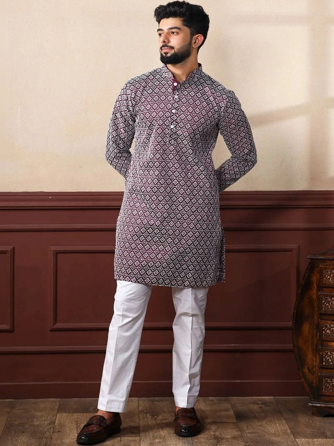 AAYANVI ENTERPRISE Men Geometric Printed Kurta-picture-22