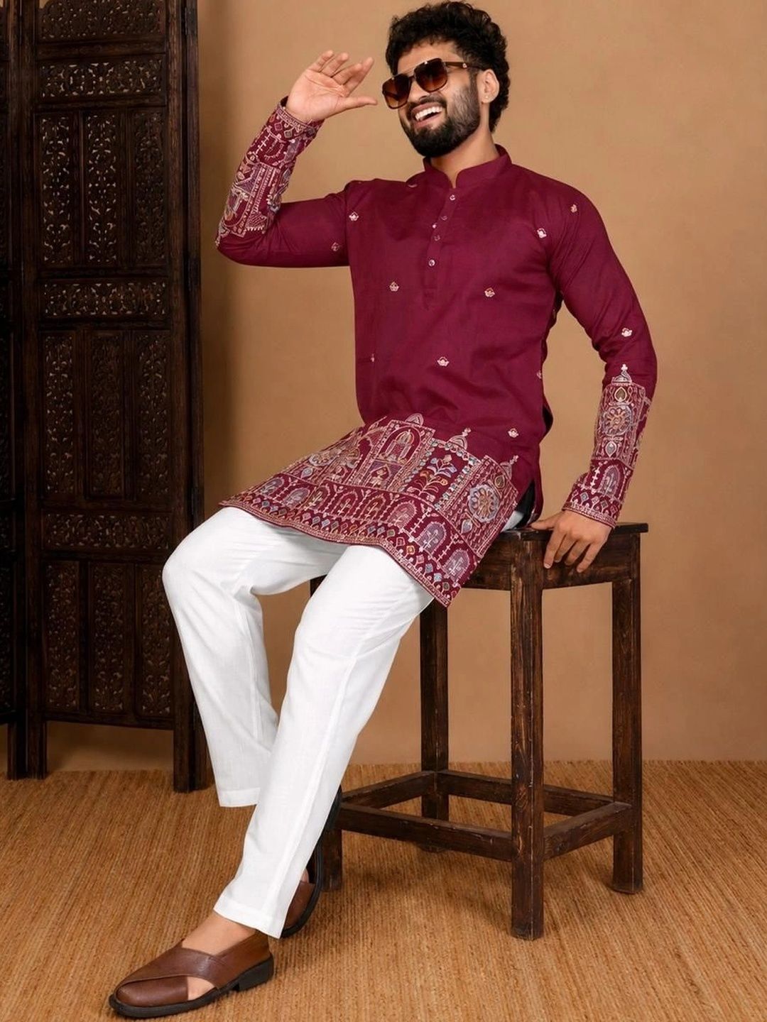 House of Pataudi Men Embroidered Thread Work Kurta-picture-30