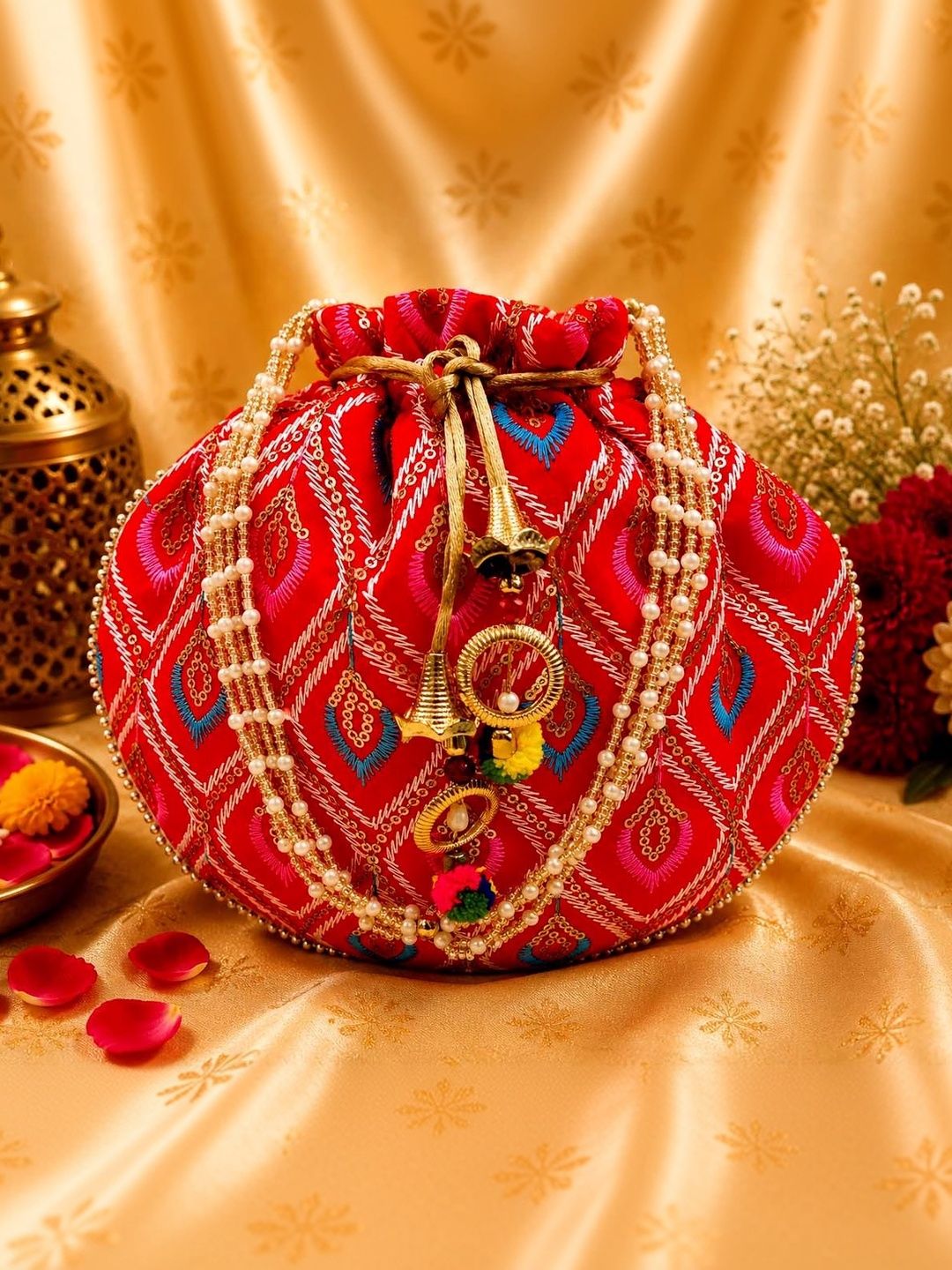 JIVON Embroidered Embellished Potli Clutch-picture-31