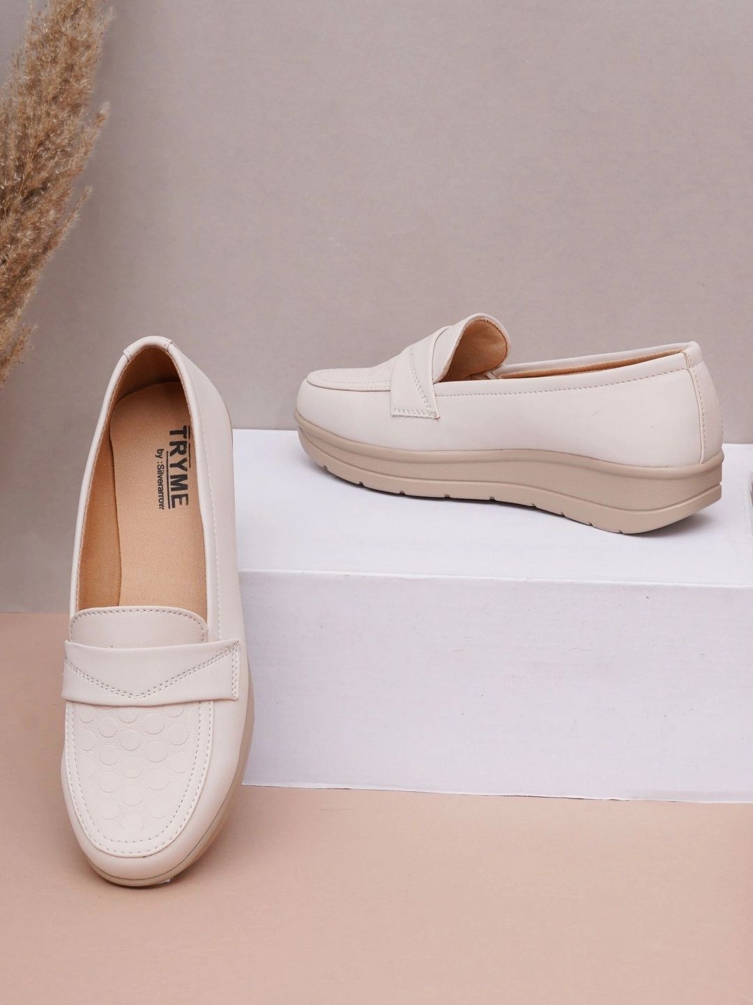 Try Me Women Textured PU Loafers-picture-28
