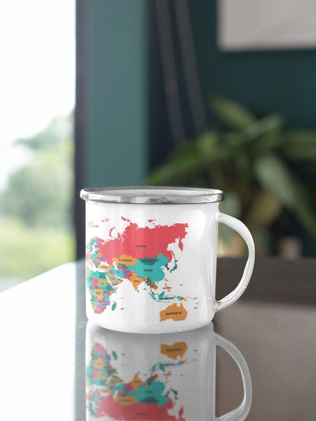 TAJNAN White Printed Stainless Steel Glossy Mugs Set of Cups and Mugs-image-4