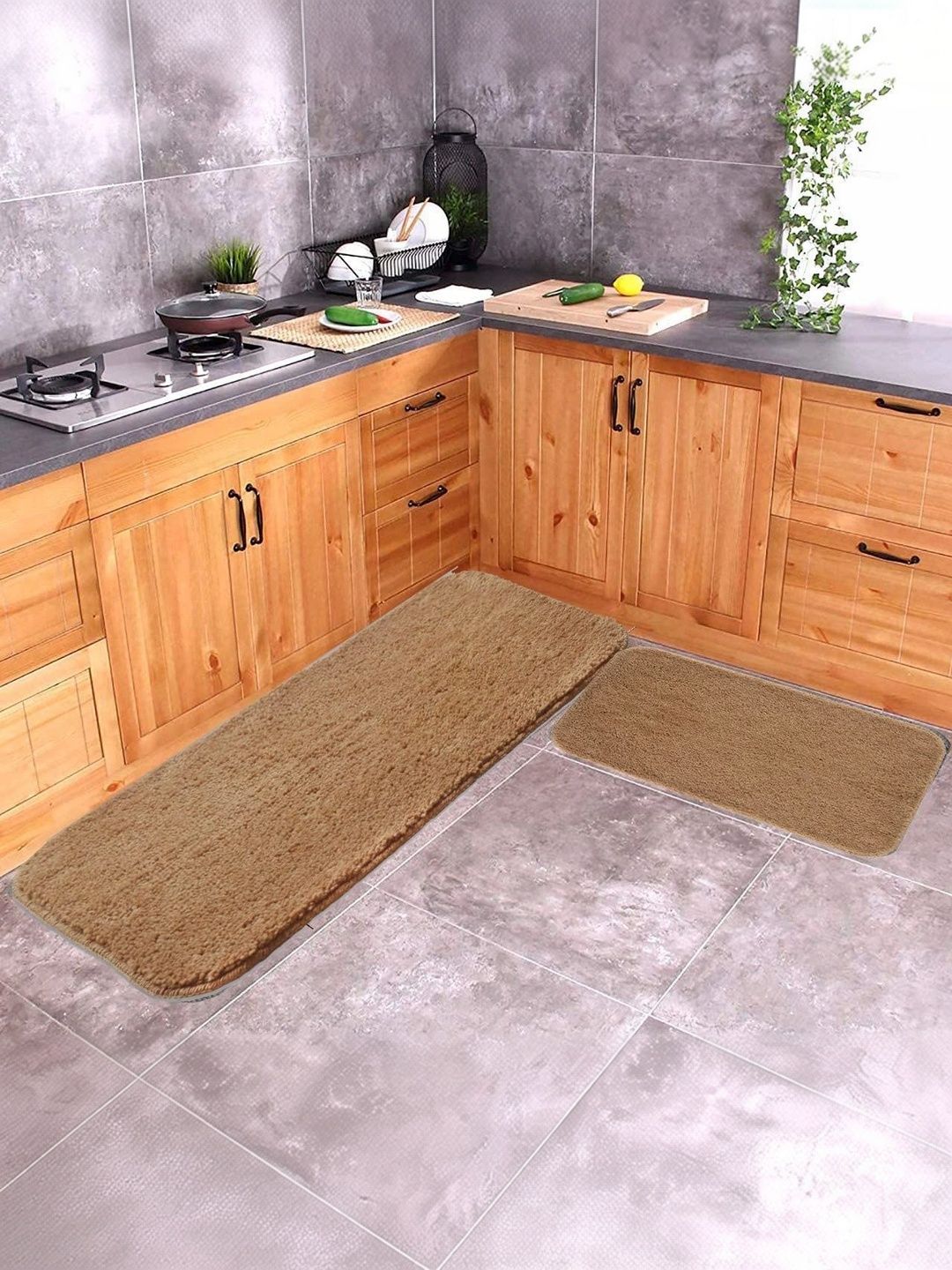 Homyra Decor 2Pcs Beige Anti Skid Cotton Floor Mats-picture-34