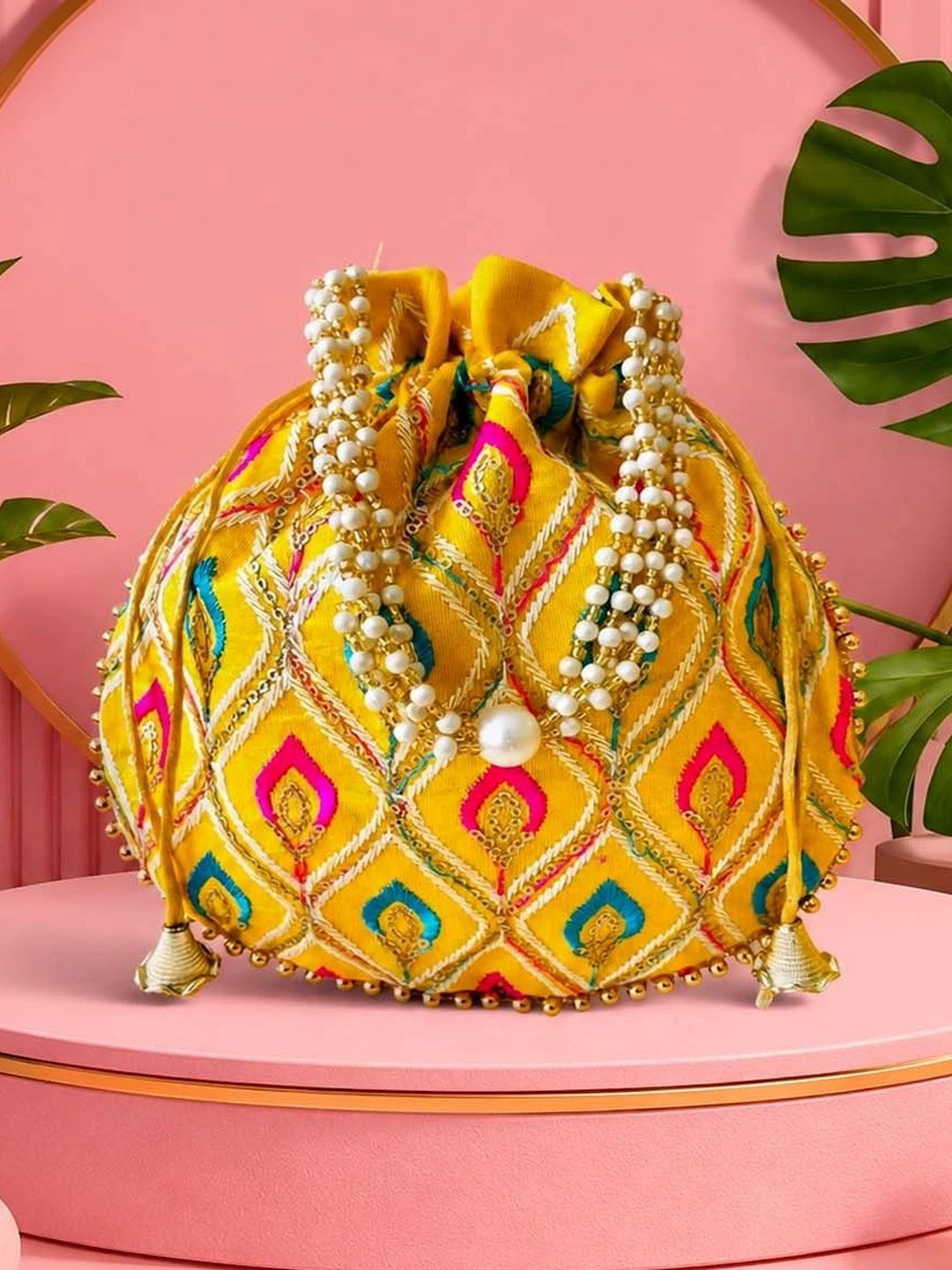 JIVON Embroidered Embellished Potli Clutch-picture-25