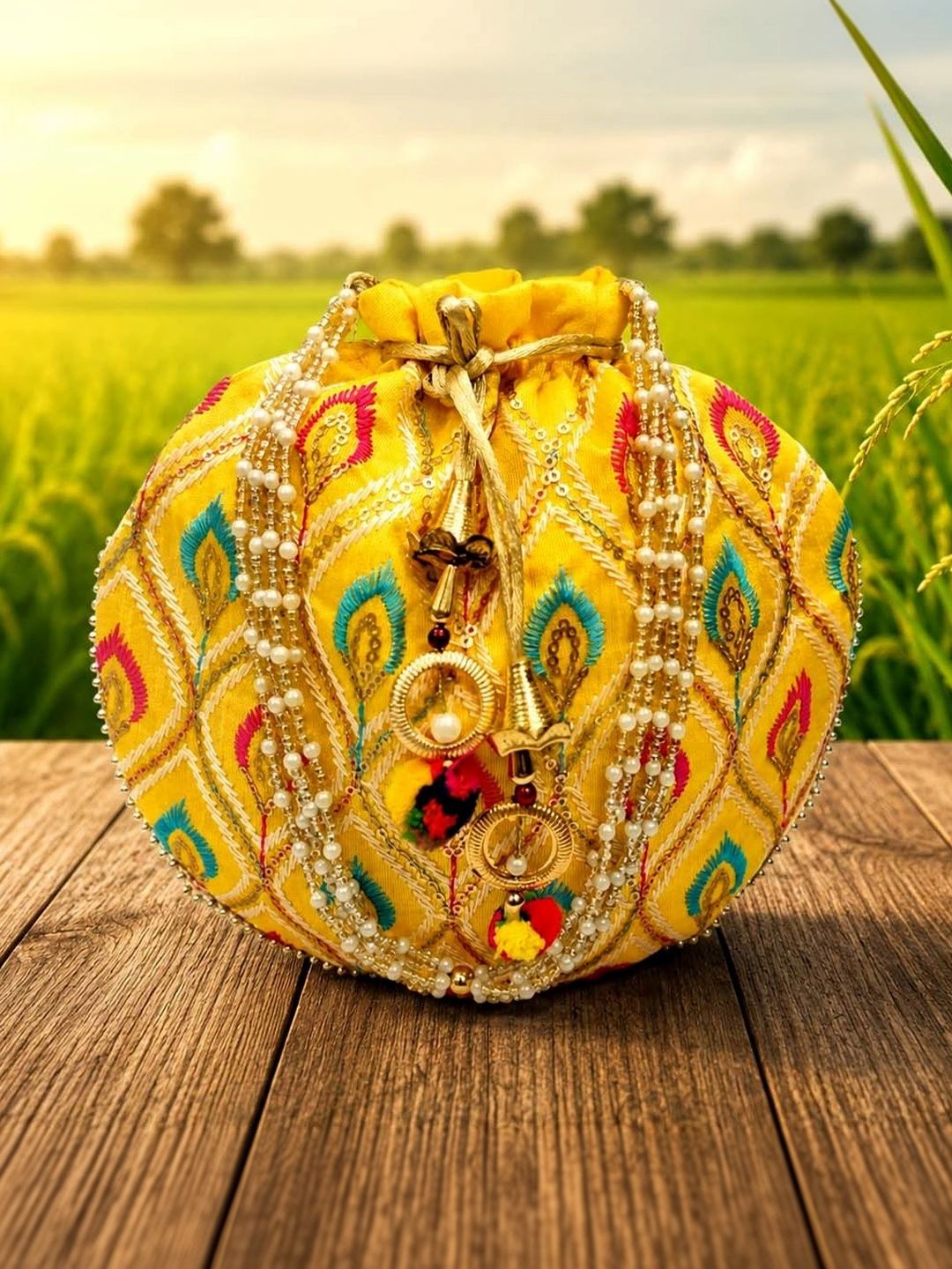 JIVON Embroidered Embellished Potli Clutch-picture-50