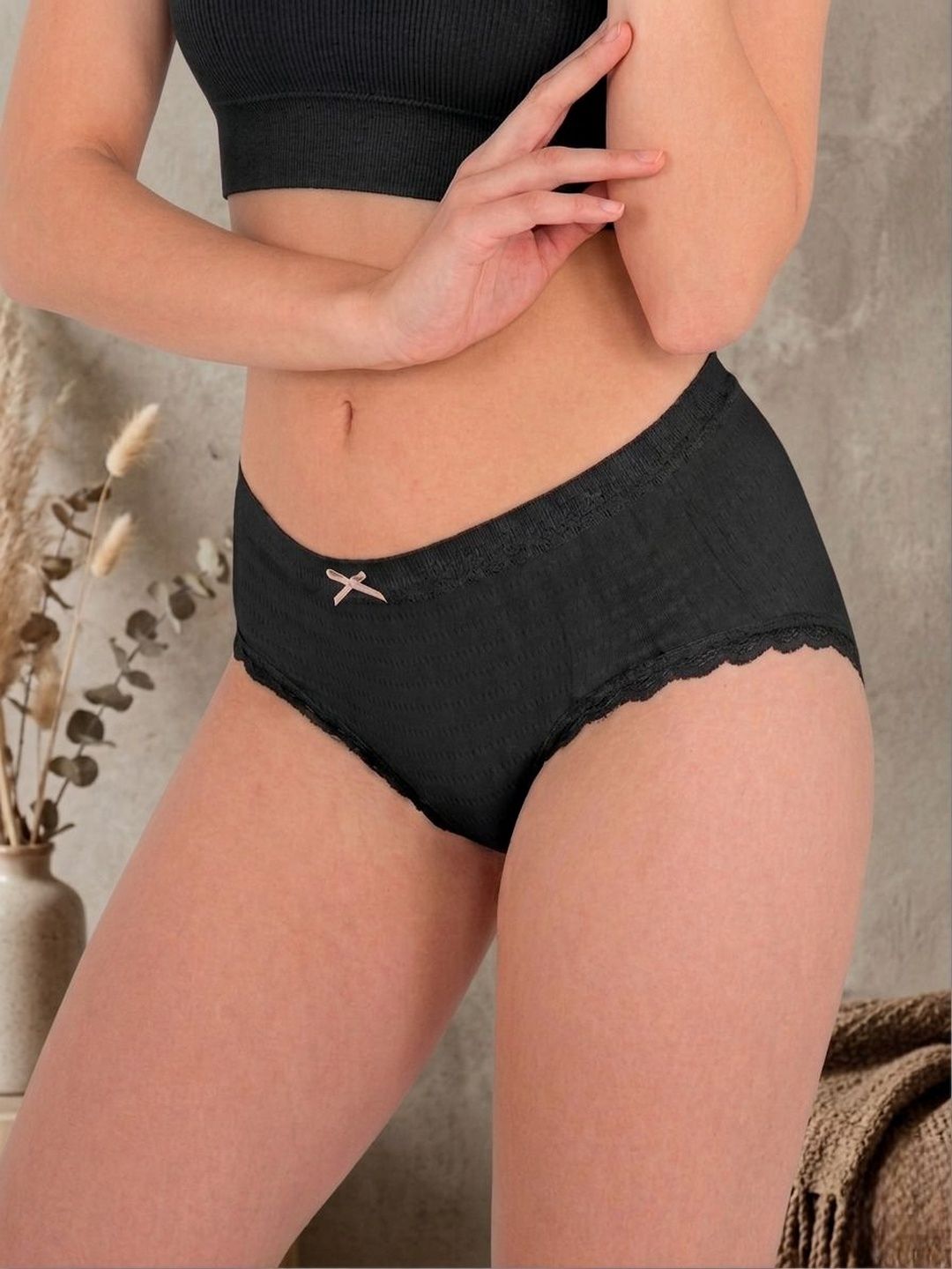 DressBerry Women Pack of 5 Self Design Lace Basic Briefs-picture-25
