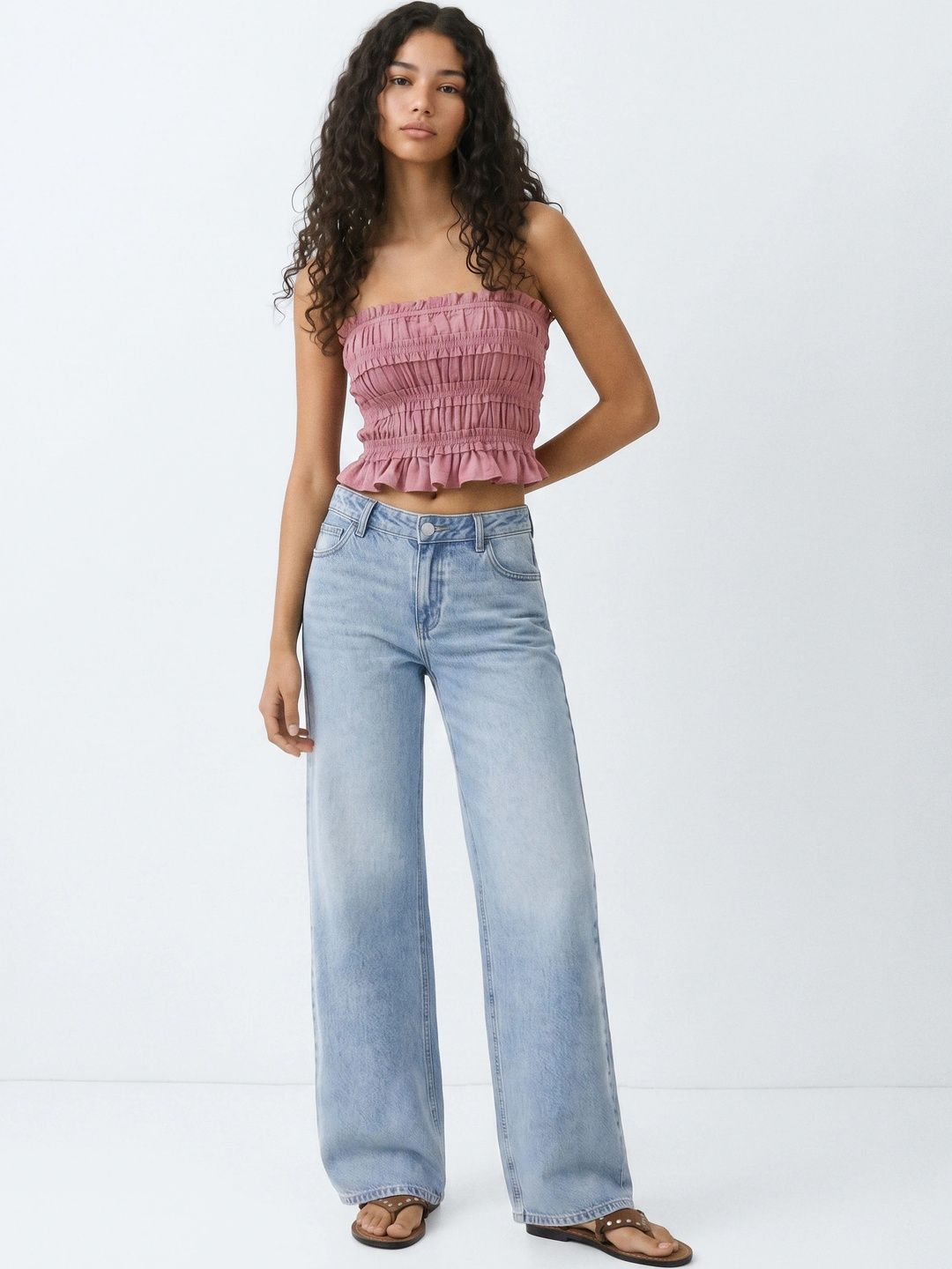 MANGO MNG Smocked Cotton Tube Crop Top-picture-29