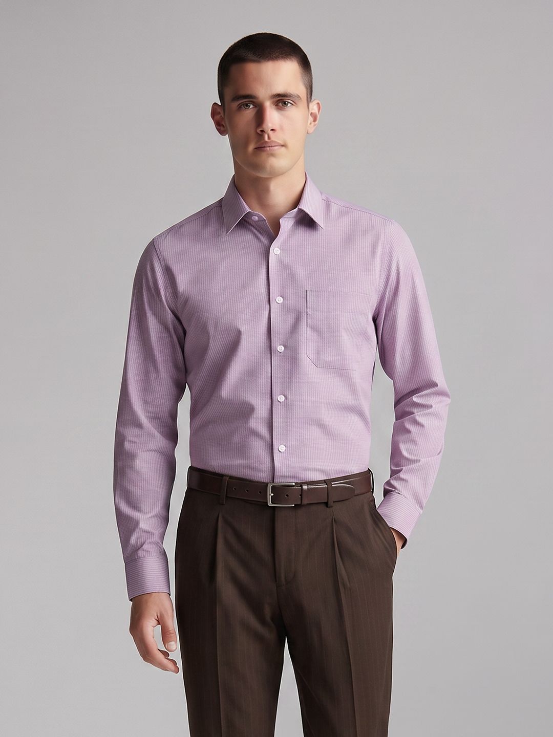 Louis Philippe Self Design Slim Fit Pure Cotton Formal Shirt-picture-23