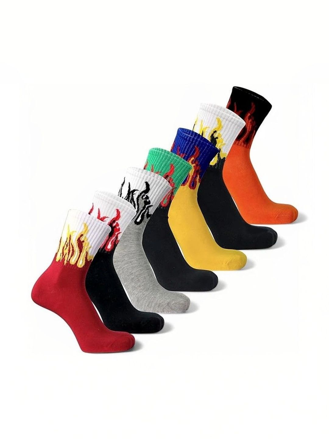 Moda Rapido Men Pack of 7 Cotton Blend Patterned Above Ankle Socks-picture-16