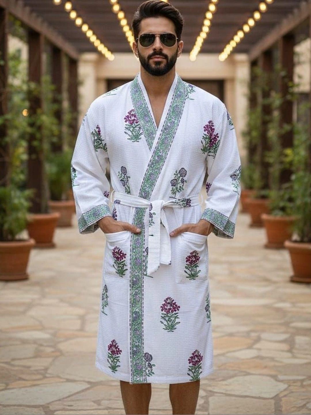 CHICERY Printed Knee Length Bath Robe & Wraps-picture-40