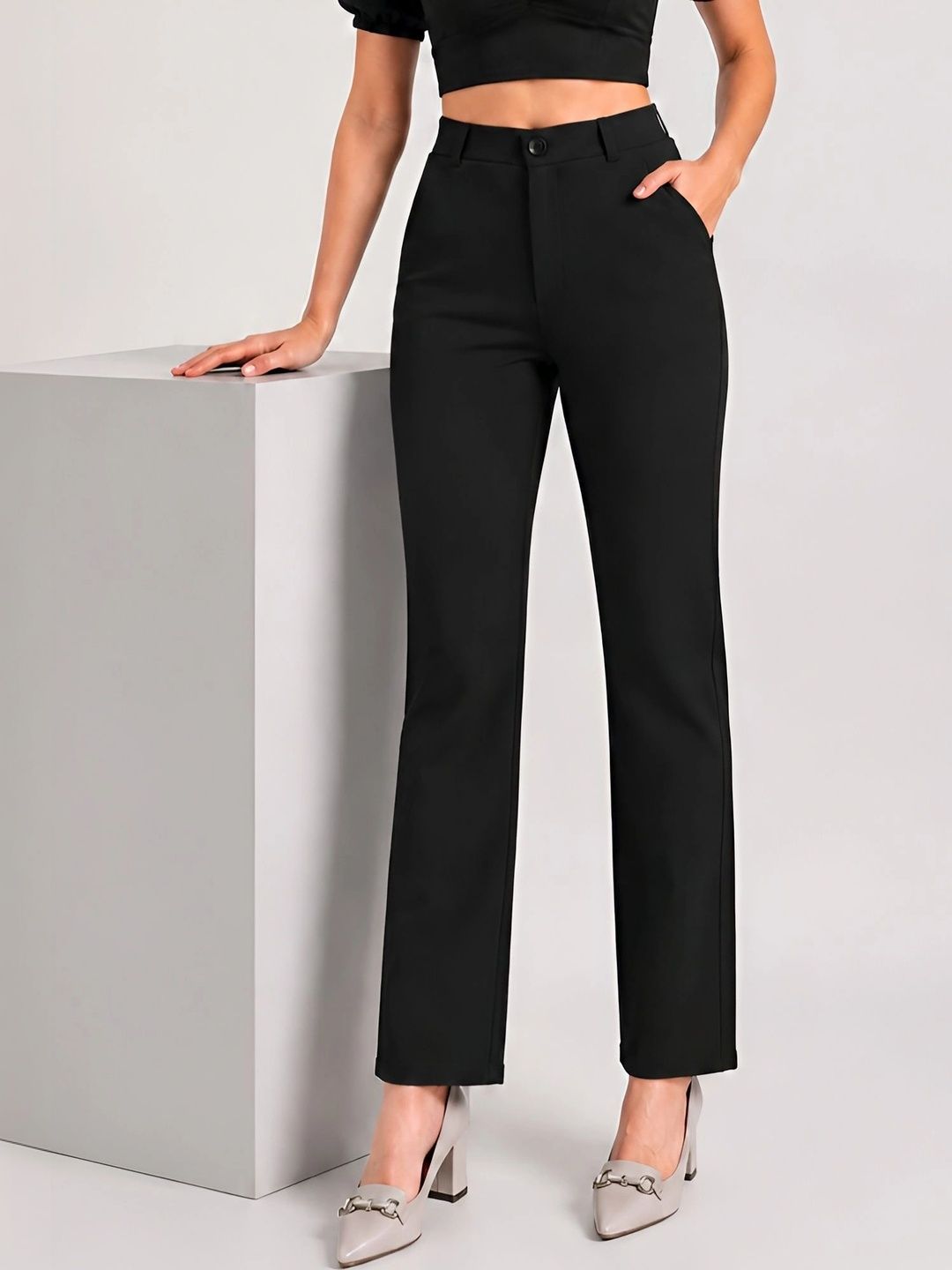 Mast & Harbour Women Slim Fit High-Rise Trousers-picture-19