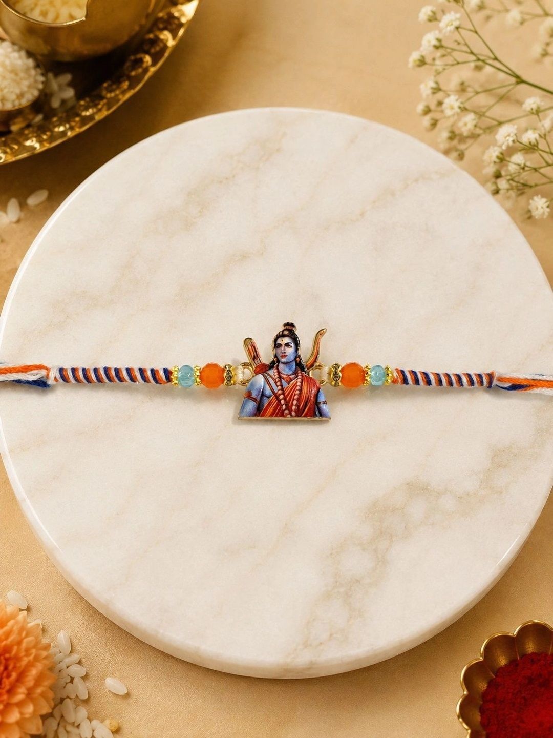 Anouk Lord Ram Designer Rakhi Greeting Card & Roli Chawal-image-34