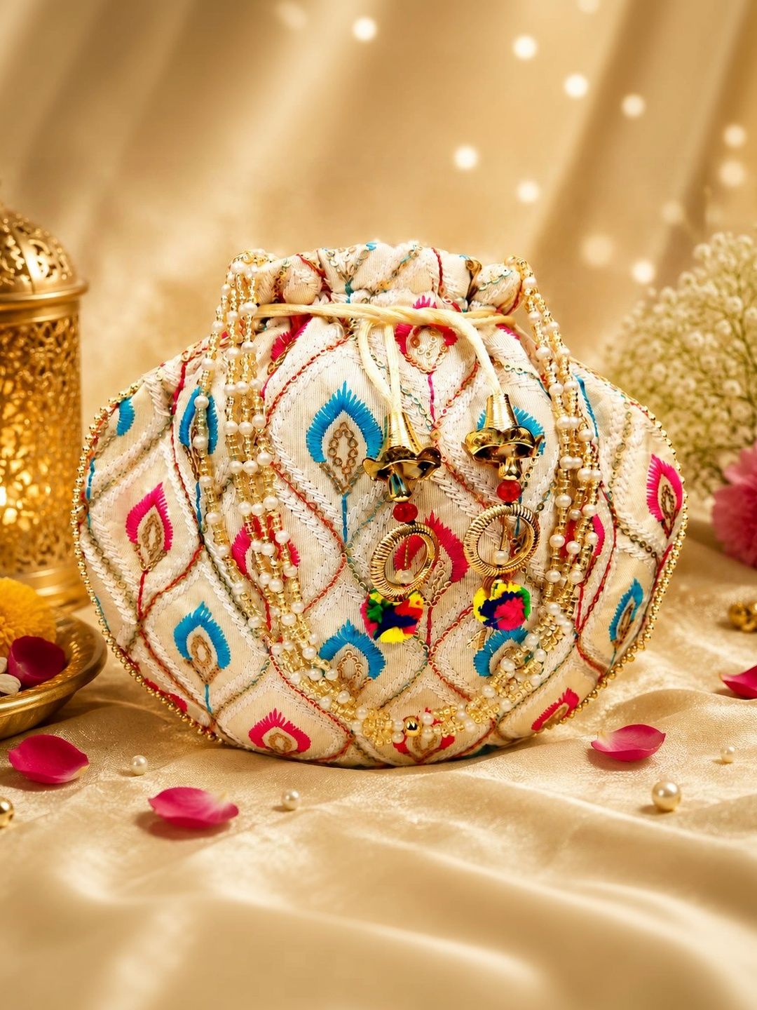 JIVON Embroidered Embellished Potli Clutch-picture-20
