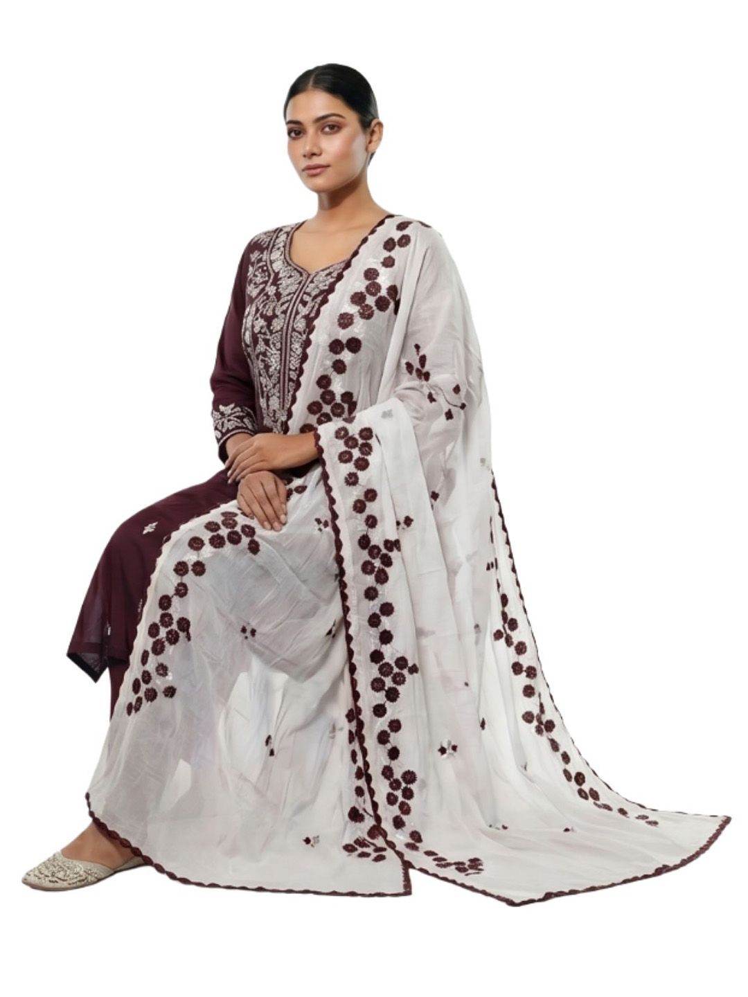 ANNI FASHION Embroidered Dupatta with Thread Work-picture-11