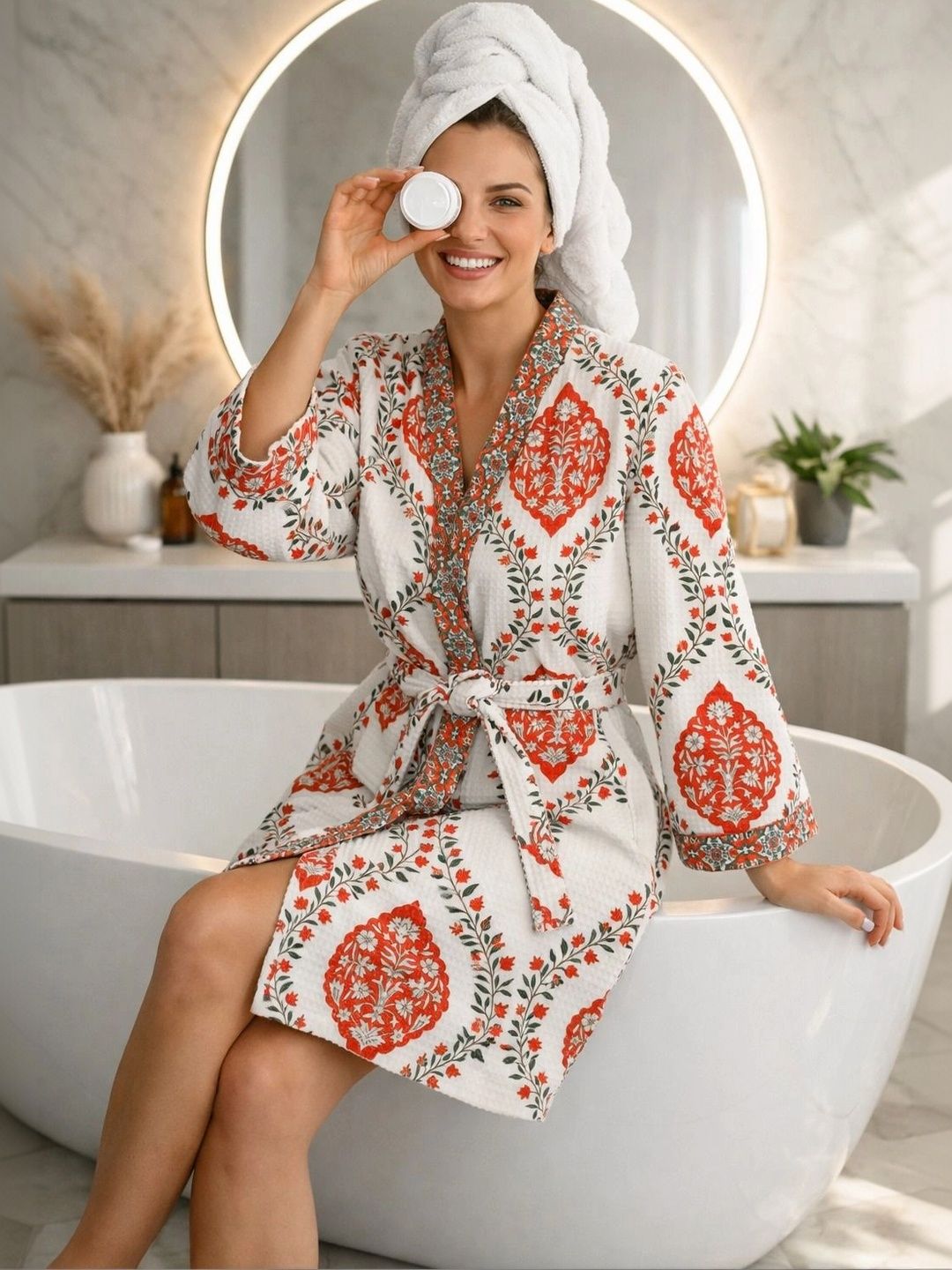 CHICERY Printed Knee Length Bath Robe & Wraps-picture-7