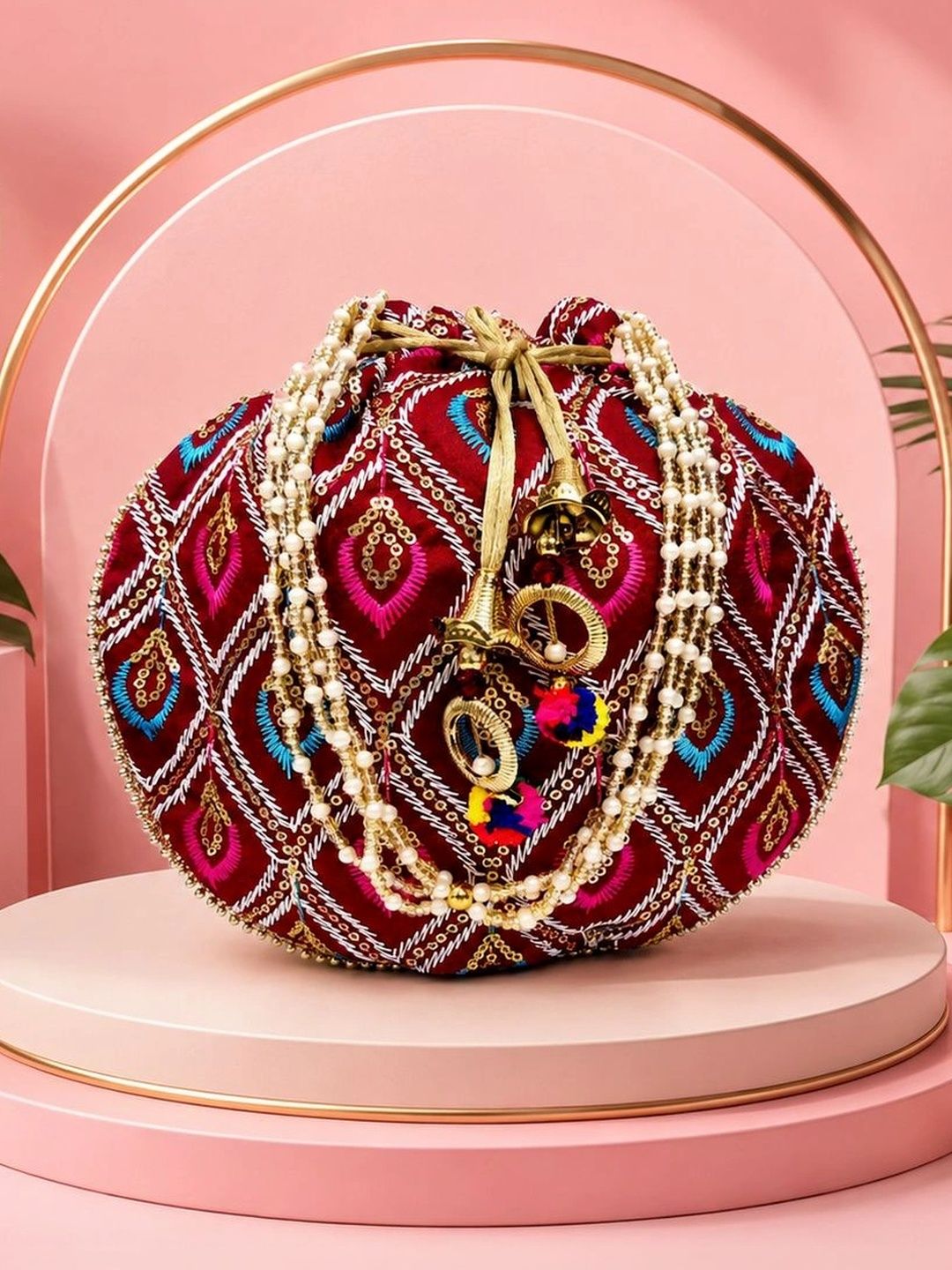 JIVON Embroidered Embellished Potli Clutch-picture-58