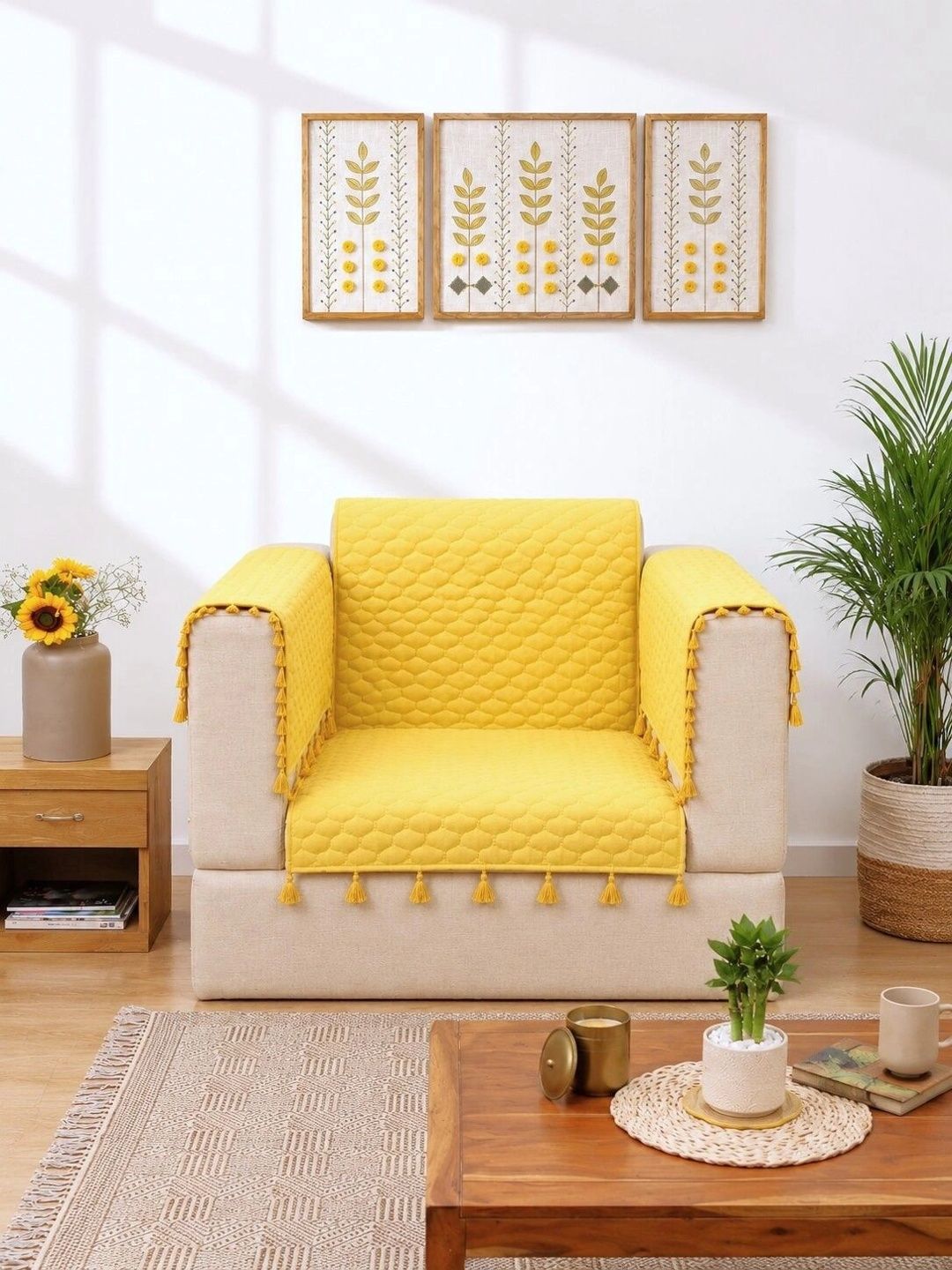 eyda Yellow 3 Piece Sofa Cover With Arms-image-33