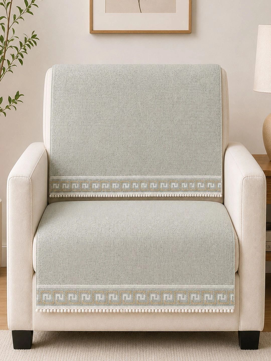 The Home Story Grey 2 Piece Sofa Cover Without Arms-picture-57