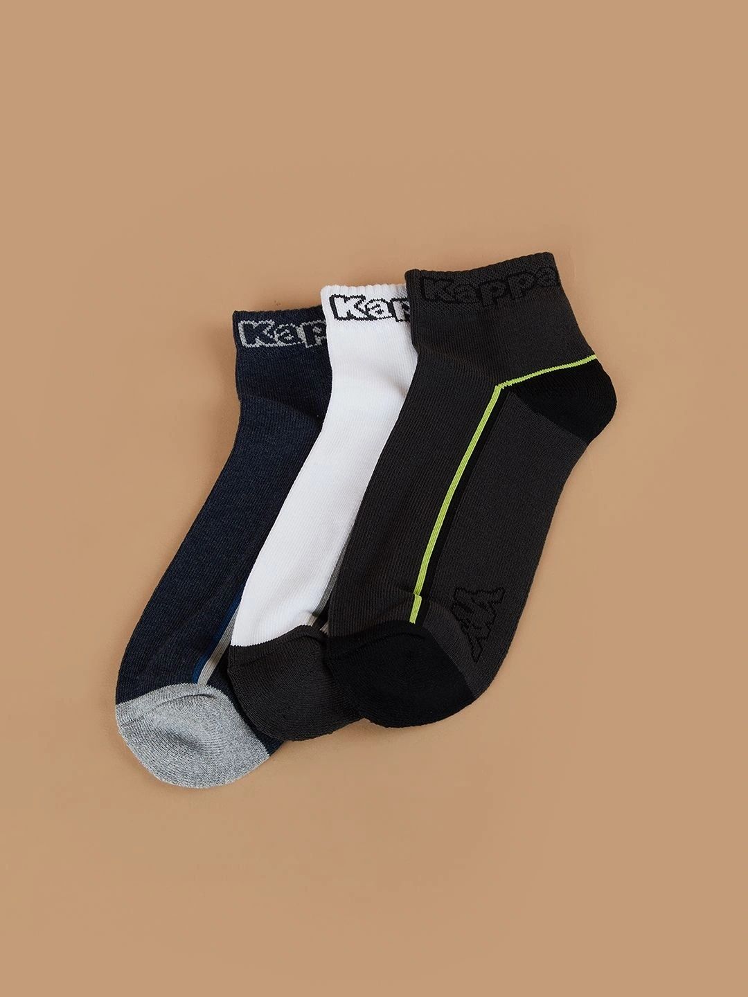 Kappa Men Pack of 3 Cotton Blend Colourblocked Ankle Length Socks-image-17