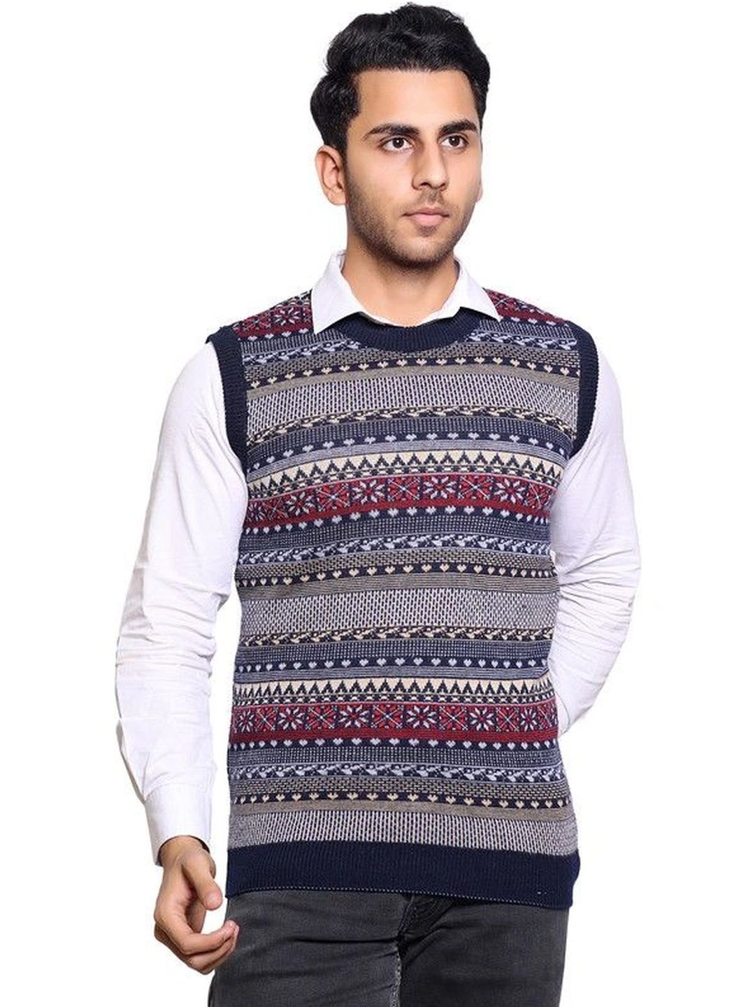 Grand Line Men Fair Isle Printed Sweater Vest-picture-28