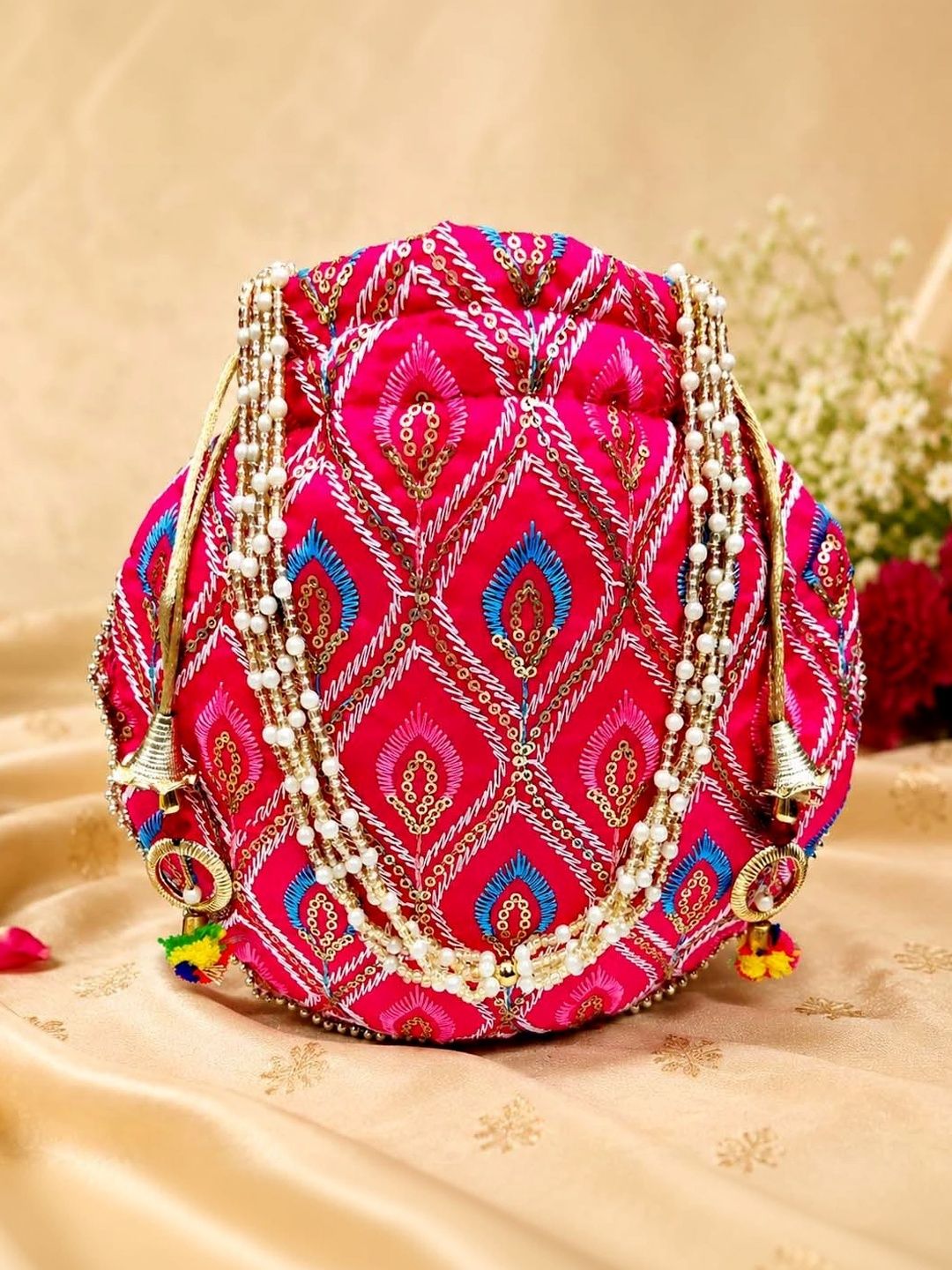 JIVON Embroidered Embellished Potli Clutch-picture-46