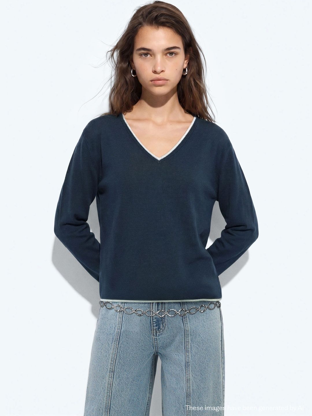 MANGO MNG Women V-Neck Full Sleeves Pullover-picture-33
