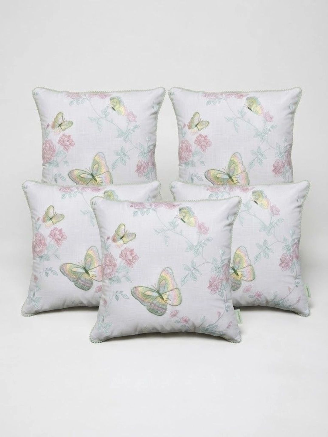 ZENSHA DECOR White Set of 5 Floral Square Cushion Covers-picture-16