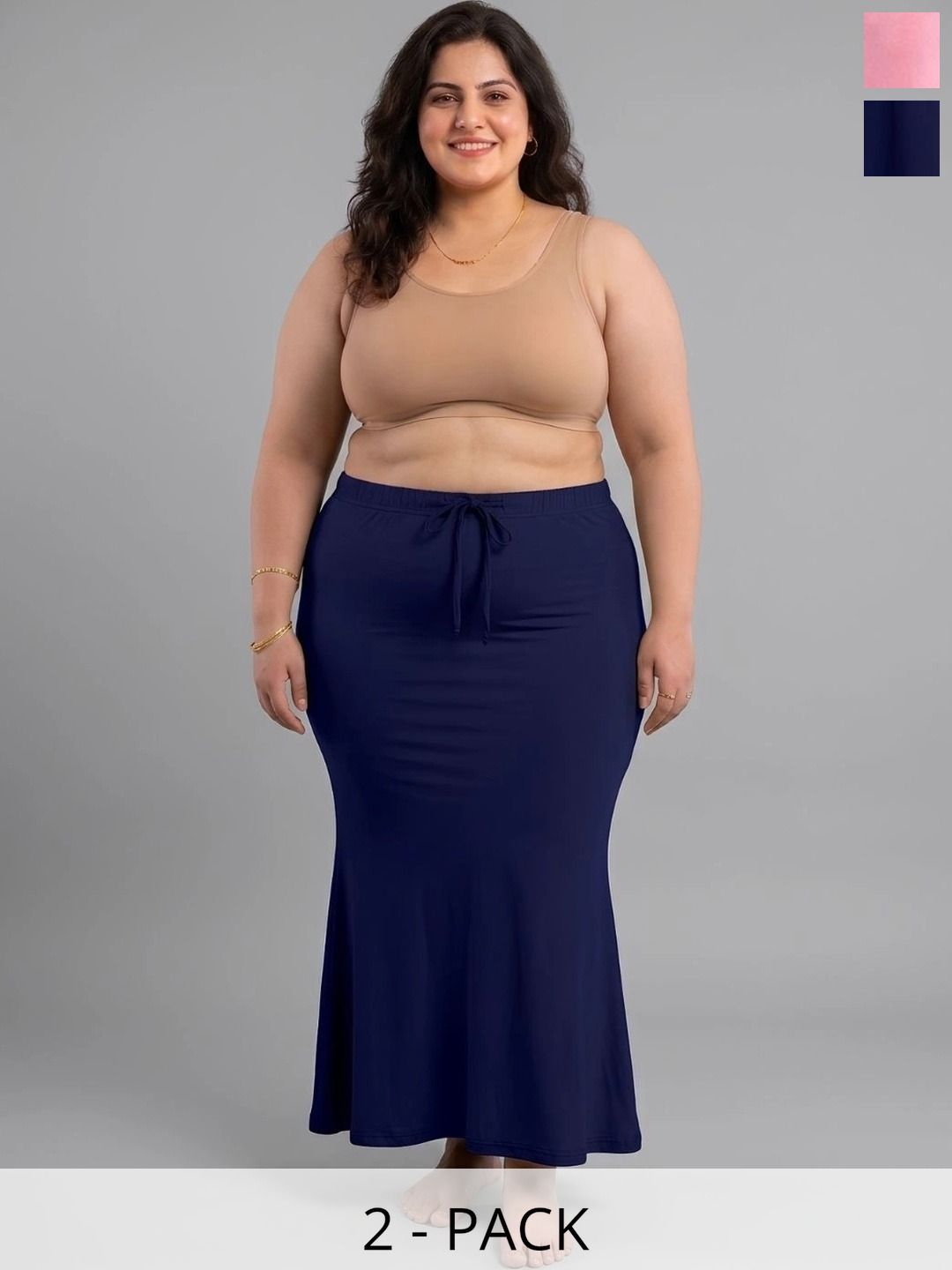 Esensuelle 7 Pack Of 2 Plus Size Mermaid Fit Saree Shapewear-image-37