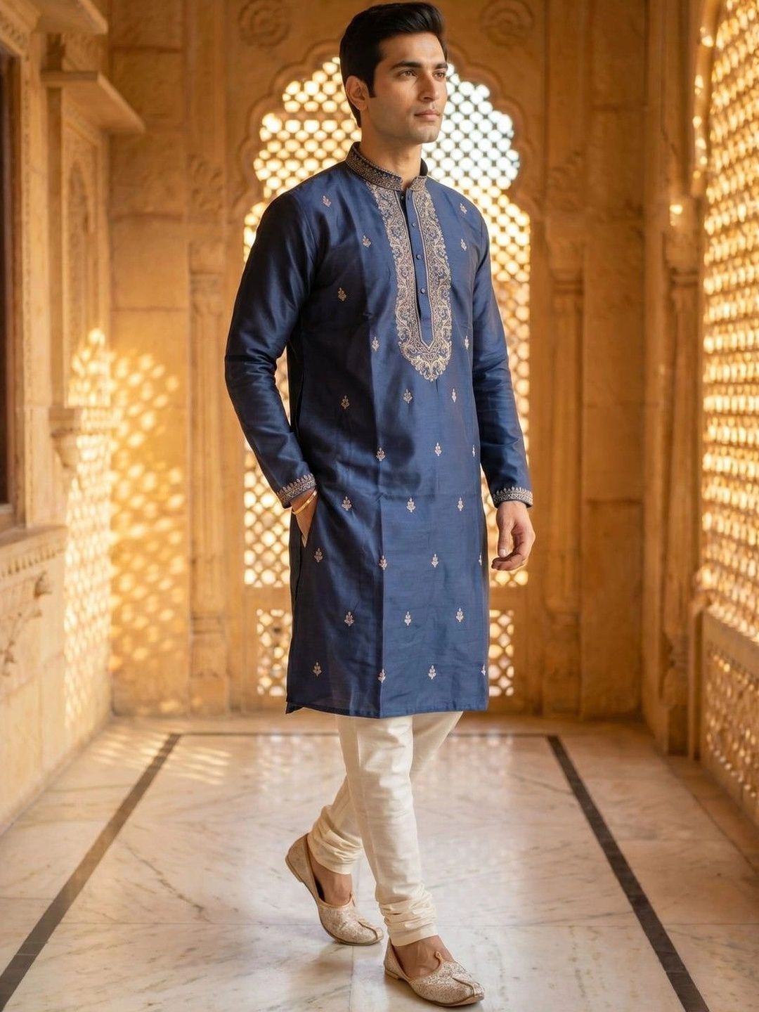 Rajlaxmi Punjabi Collection Men Embroidered Thread Work Kurta-picture-18