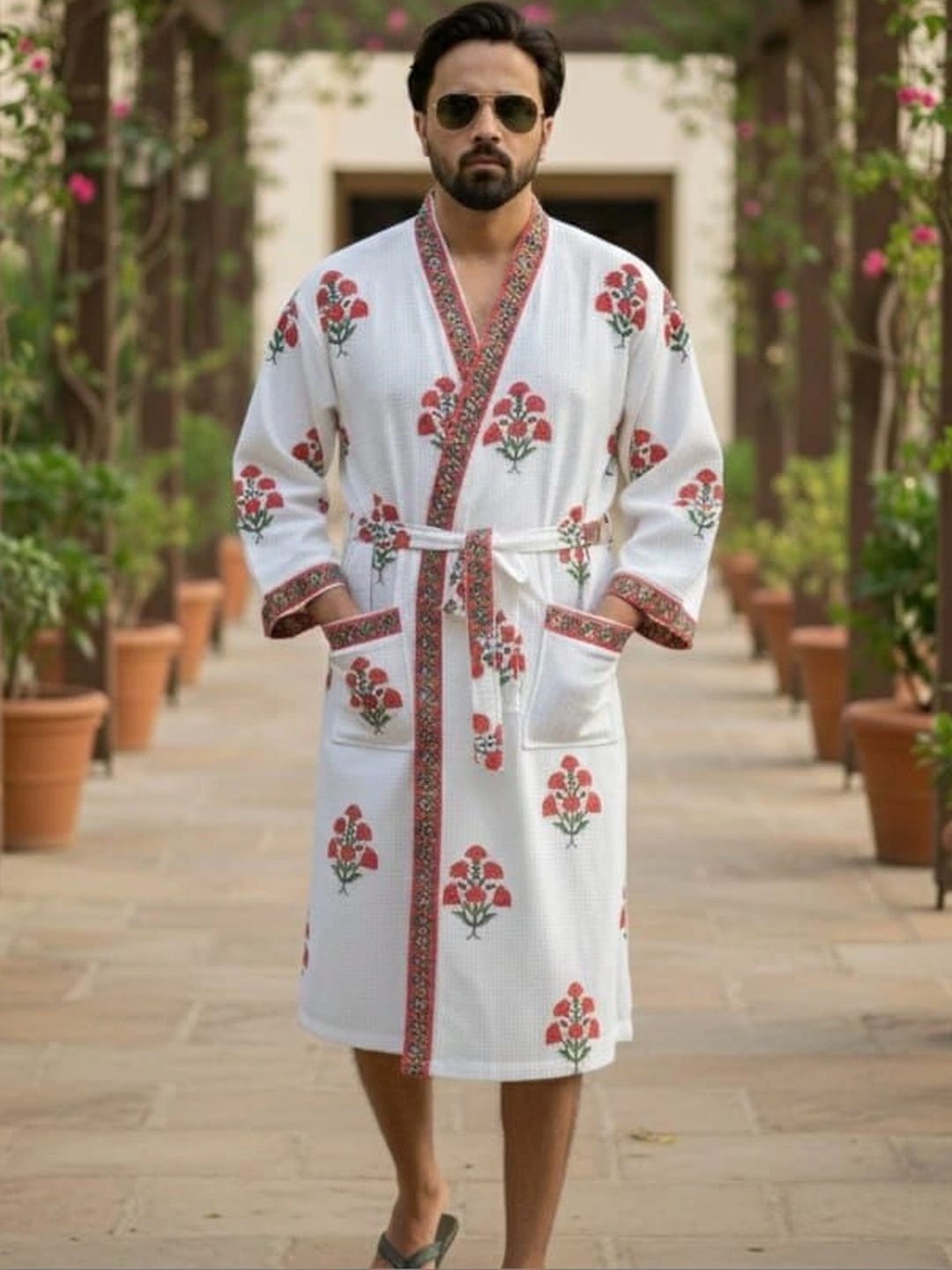 CHICERY Printed Knee Length Bath Robe & Wraps-picture-8