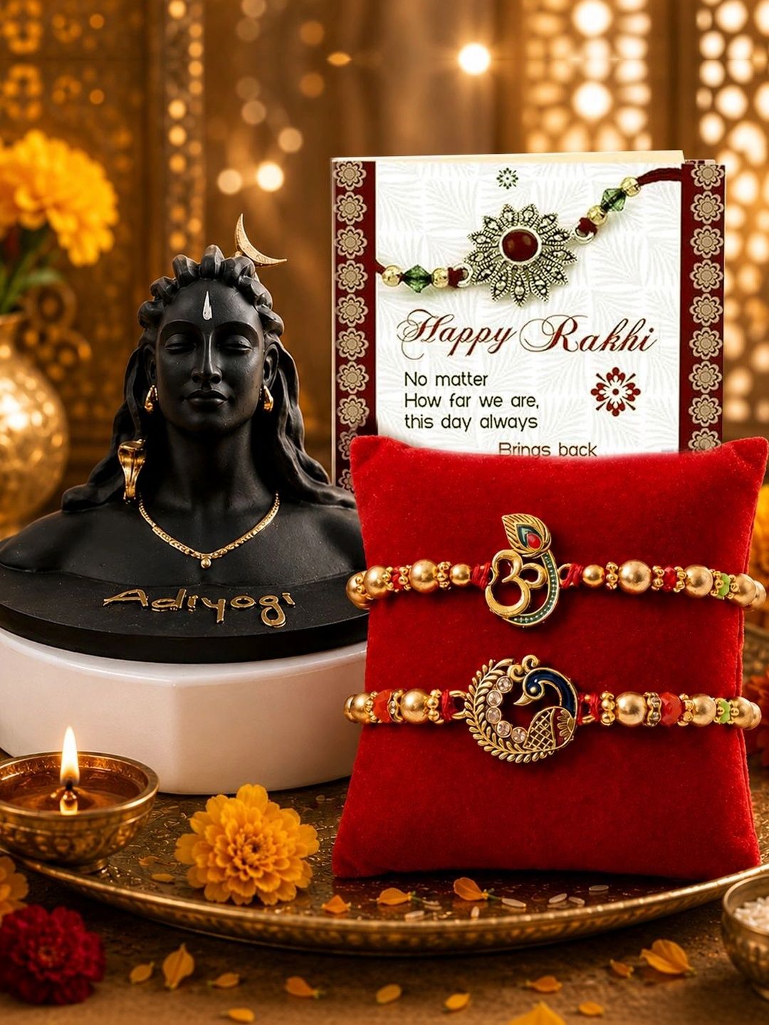 TIED RIBBONS Set Of 2 Rakhi With Shiv Ji Rakhi Git Set-picture-16