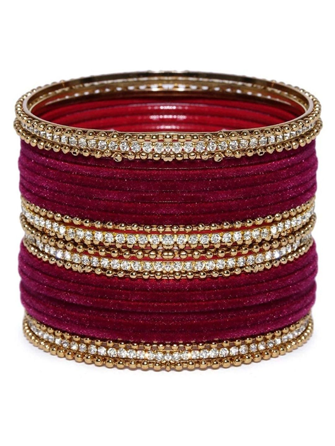 Lybashine Gold-Plated Stone Studded & Beaded Bangle-picture-11