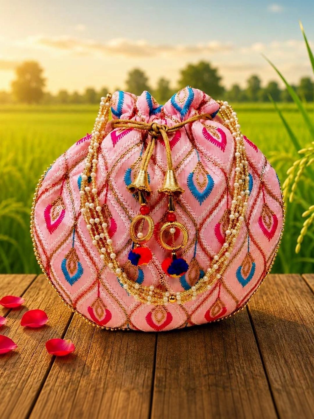 JIVON Embroidered Embellished Potli Clutch-picture-46