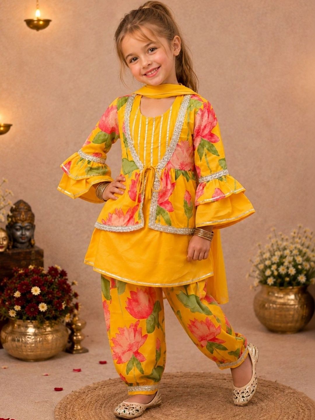 Miss & Chief Floral Print Flared Sleeve Ruffled Fit & Flare Dress-image-24