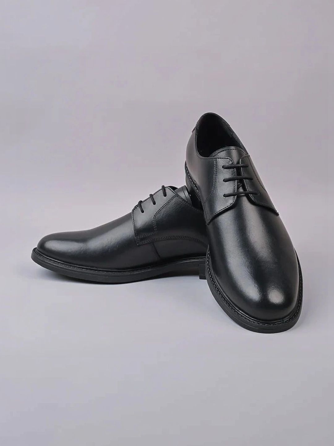 HIDE & LEATHER Men Leather Round Toe Lace-Ups Formal Derbys Shoes-image-18