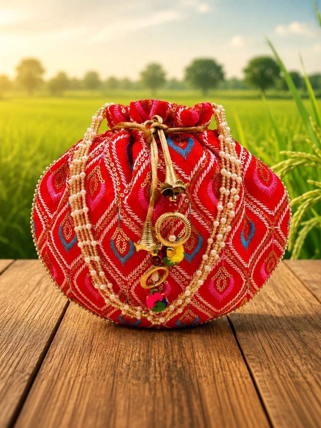 JIVON Embroidered Embellished Potli Clutch-picture-29