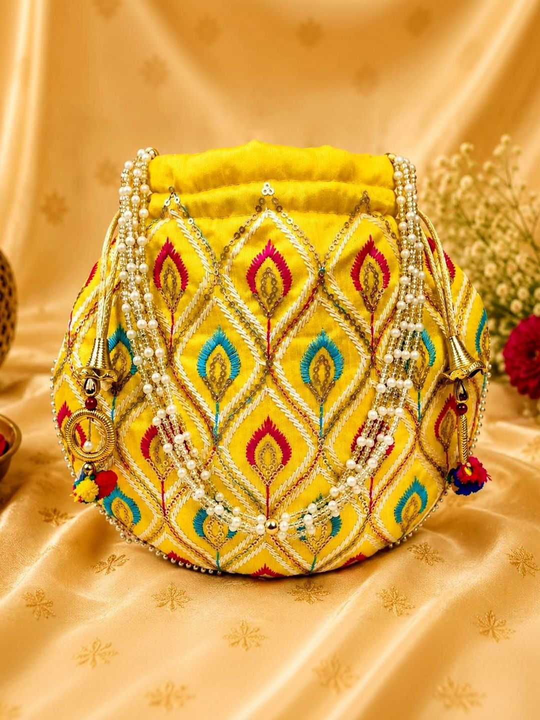 JIVON Embroidered Embellished Potli Clutch-picture-32