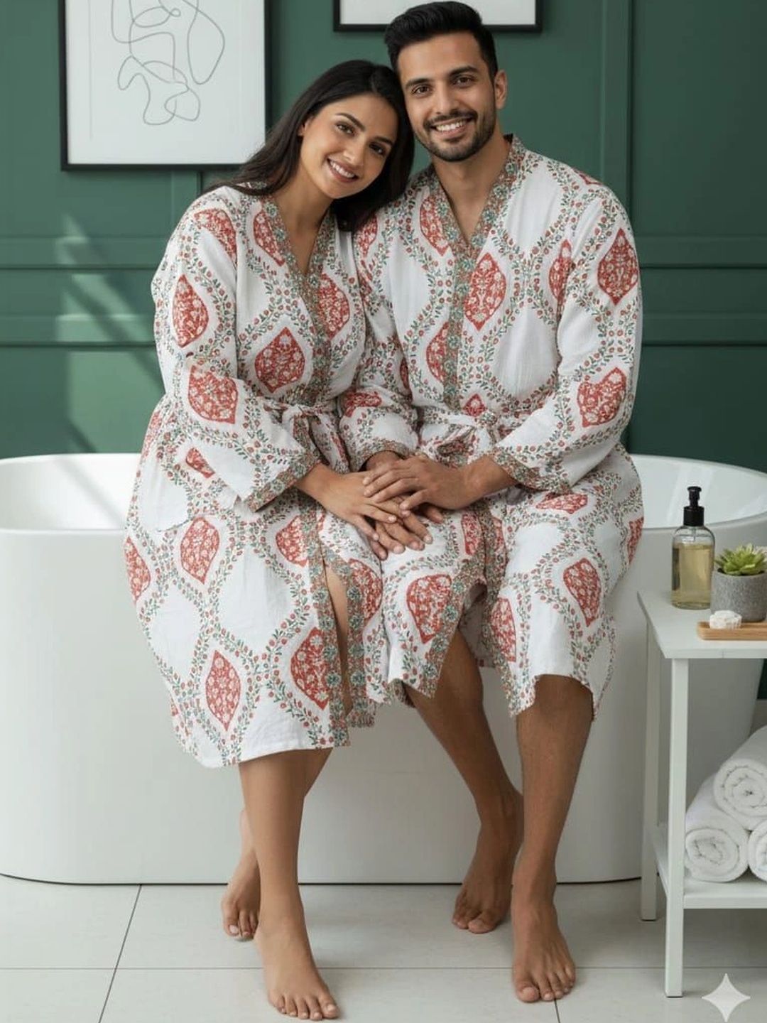 CHICERY Printed Knee Length Bath Robe & Wraps-image-7