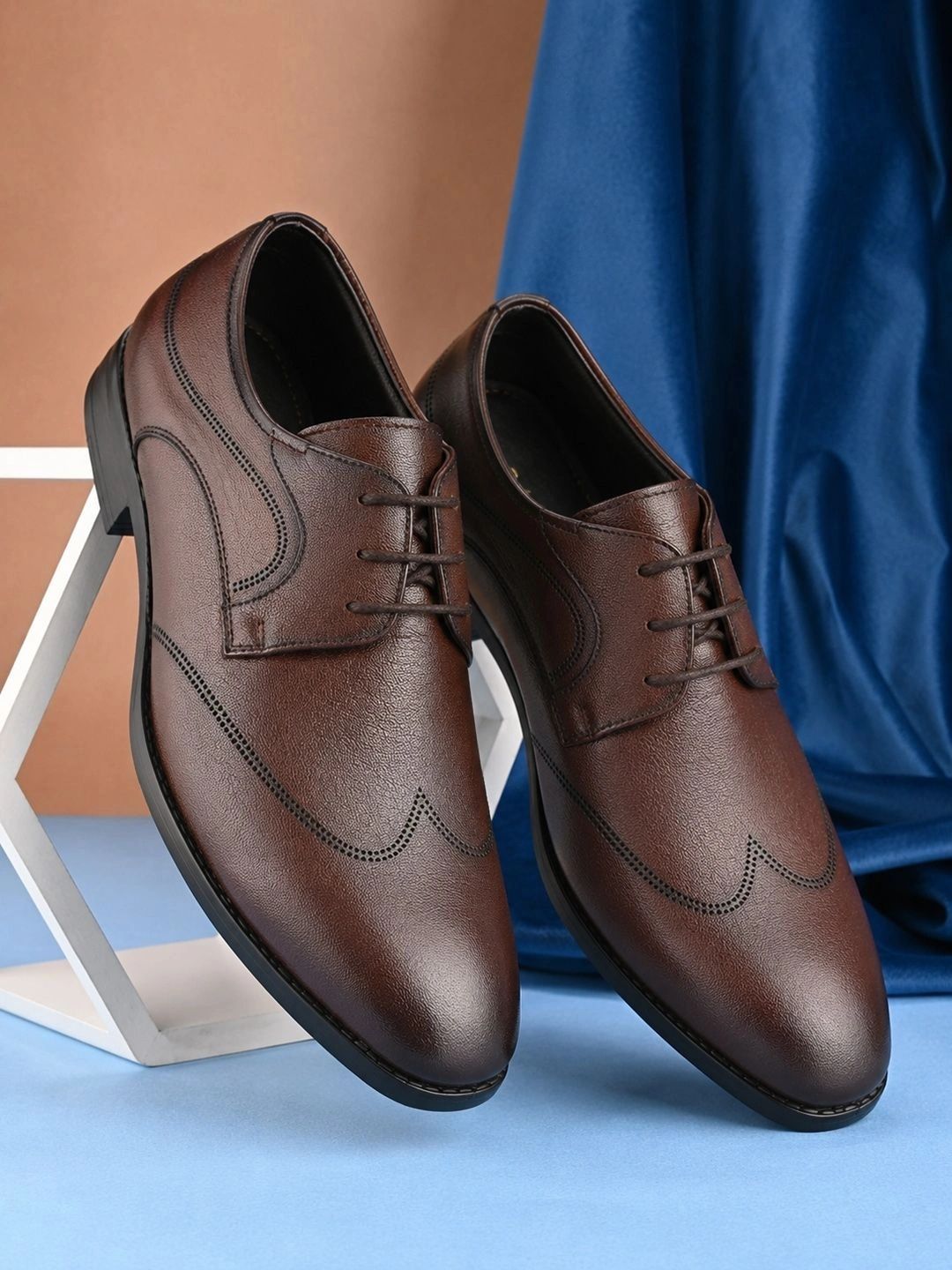 13 Reasons Men Textured Leather Pointed Toe Lace-Ups Formal Derbys-image-39