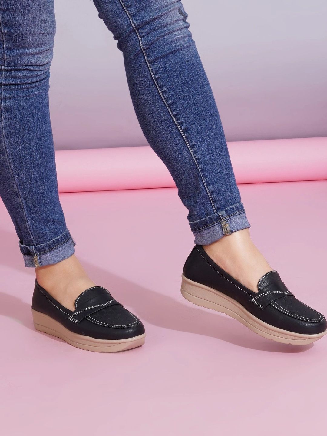 SELFIEE Women Textured PU Loafers-image-10