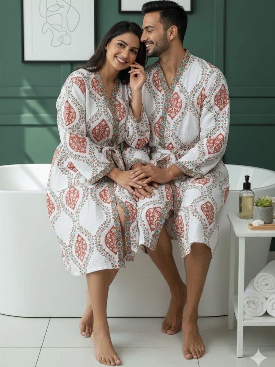 CHICERY Printed Knee Length Bath Robe & Wraps-picture-16