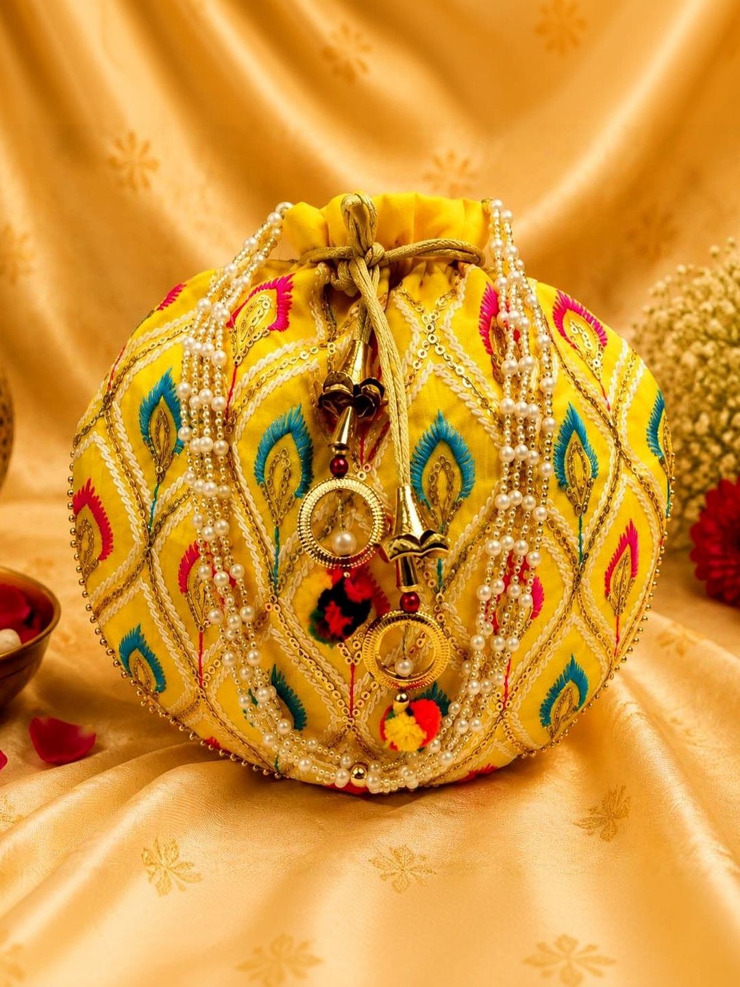 JIVON Embroidered Embellished Potli Clutch-picture-41
