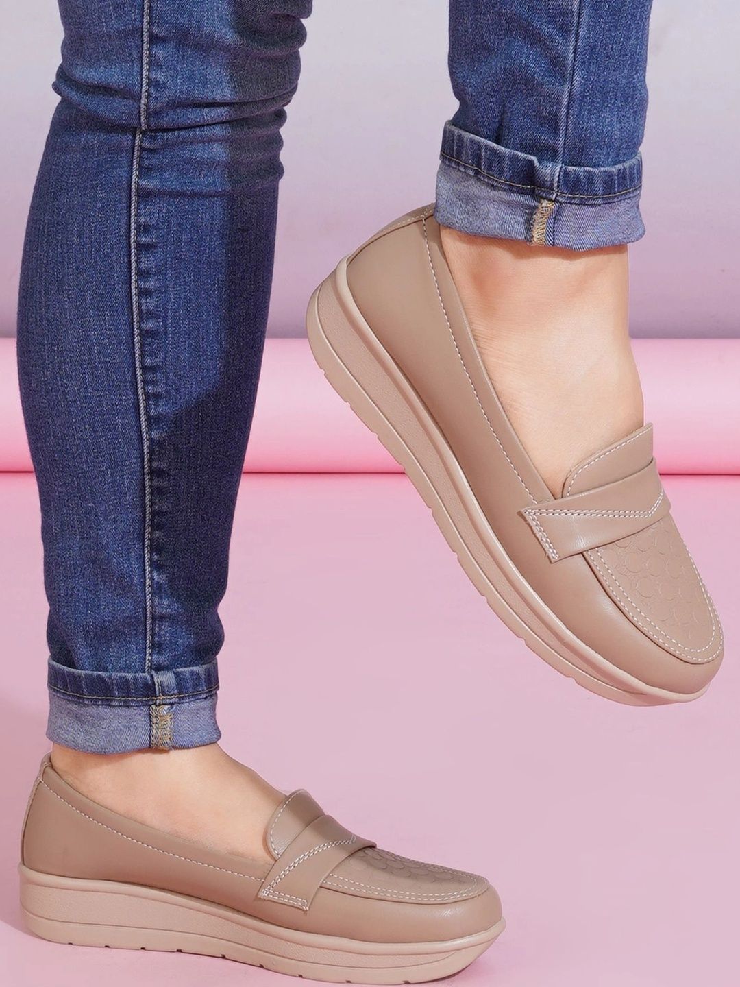SELFIEE Women Textured PU Loafers-image-48