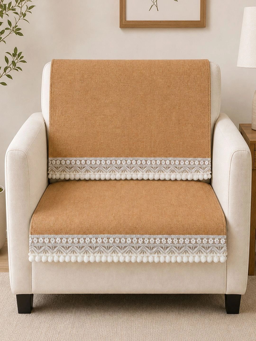Aura Beige 2 Piece Sofa Cover Without Arms-picture-23